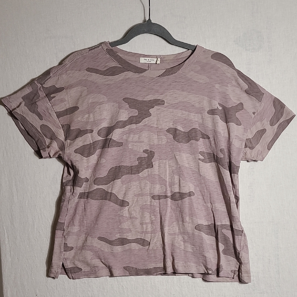 Rag & Bone Dusty Pink Camo Pima Cotton Tee Size Large